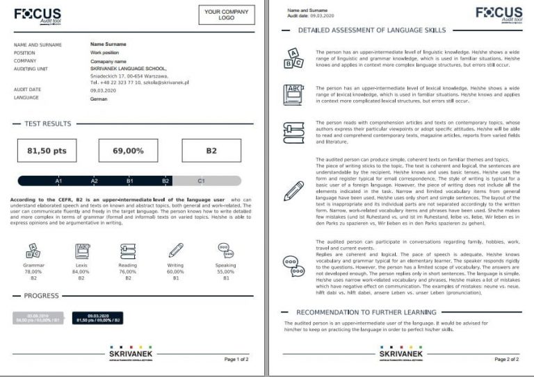 Focus Audit tool - Language audit, check of language competences
