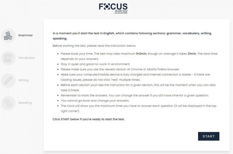 Focus Audit tool - Language audit, check of language competences